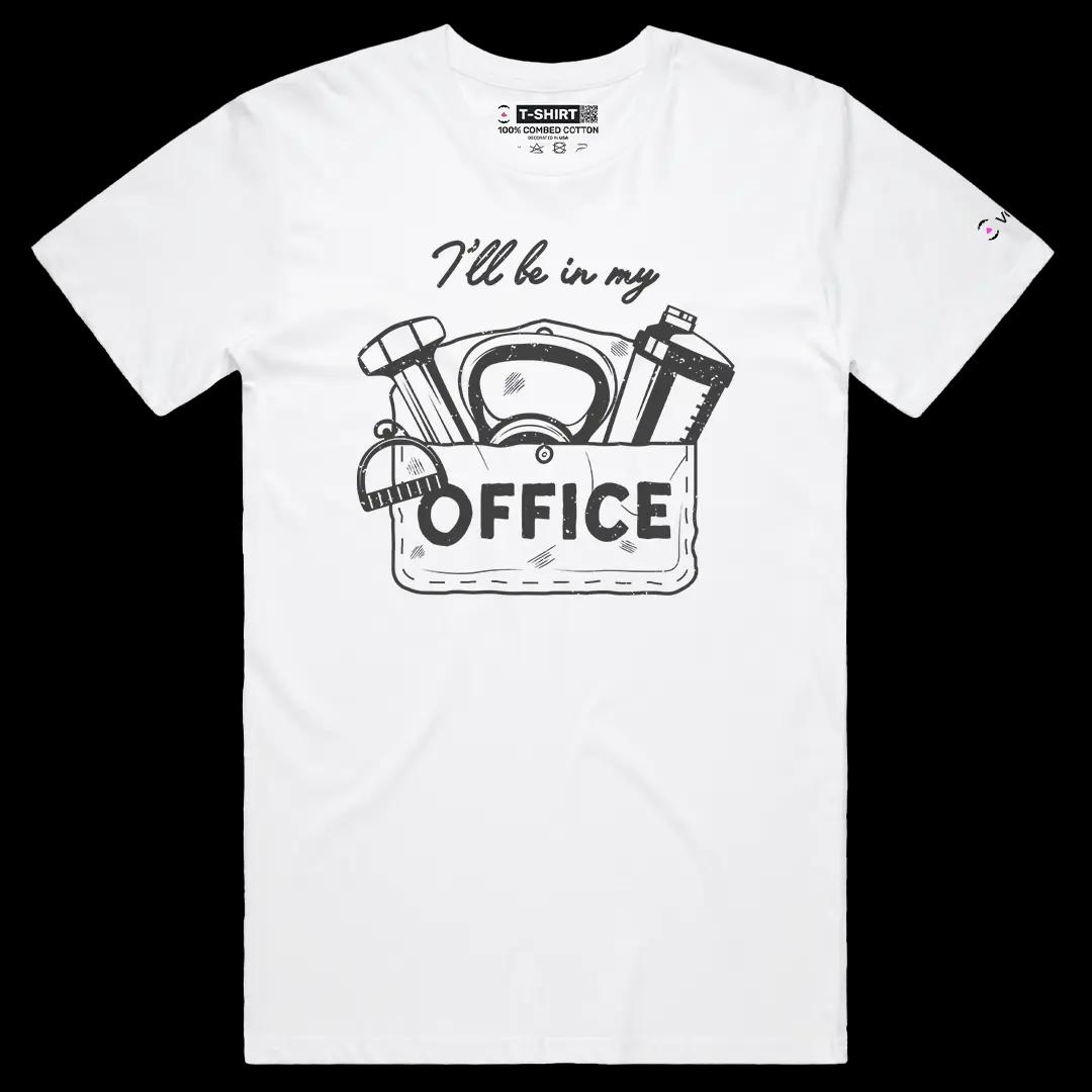 VOICEART White Male Regular I Will Be In My Office Gym Gear Funny Gym Rats Short Sleeve Cotton T-Shirt for Men and Women