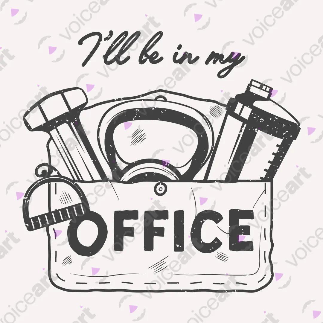 VOICEART White Watermark I Will Be In My Office Gym Gear Funny Gym Rats Short Sleeve Cotton T-Shirt for Men and Women
