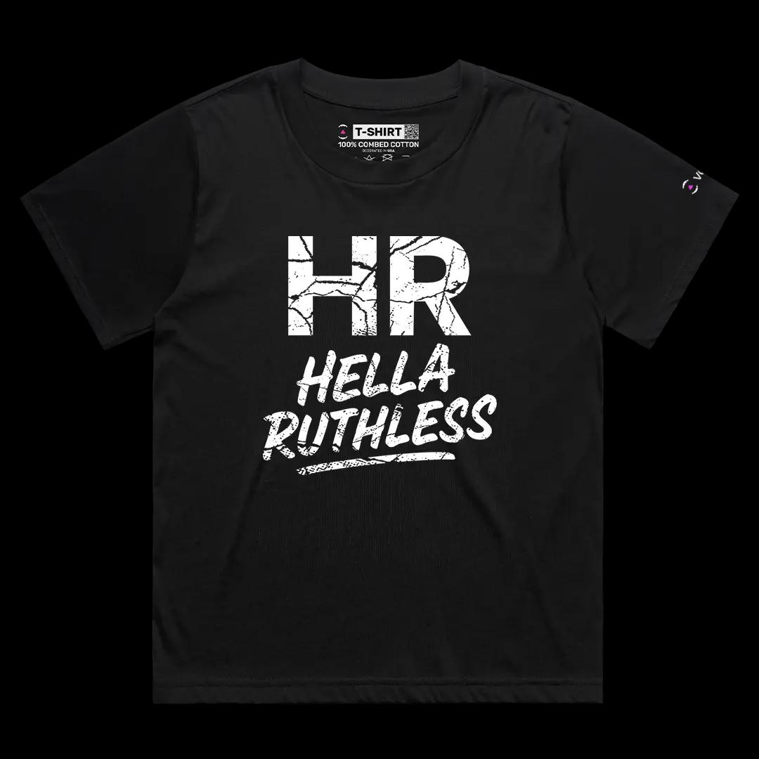 VOICEART Black Female Loose HR Hella Ruthless Funny Graphic Meme Tee with Sarcastic Joke Short Sleeve Cotton T-Shirt