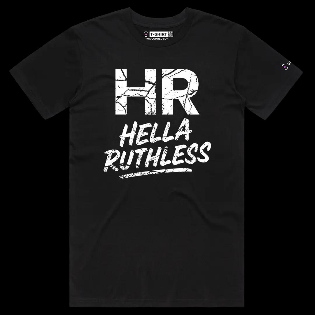 VOICEART Black Female Regular HR Hella Ruthless Funny Graphic Meme Tee with Sarcastic Joke Short Sleeve Cotton T-Shirt