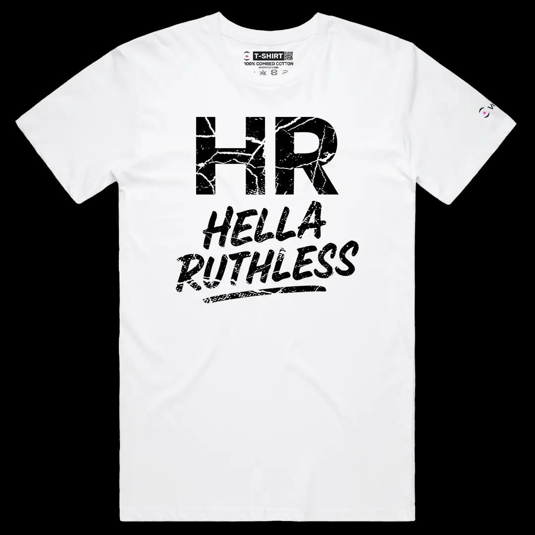 VOICEART White Male Regular HR Hella Ruthless Funny Graphic Meme Tee with Sarcastic Joke Short Sleeve Cotton T-Shirt