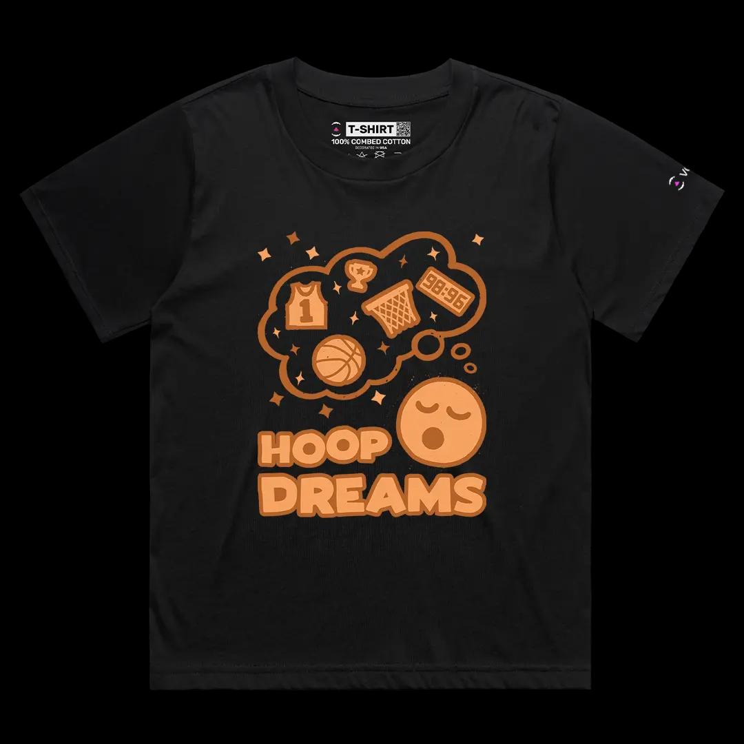 VOICEART Black Female Loose Hoop Dreams Sports Graphic Tee for Basketball Fans Short Sleeve Cotton Shirt for Men and Women
