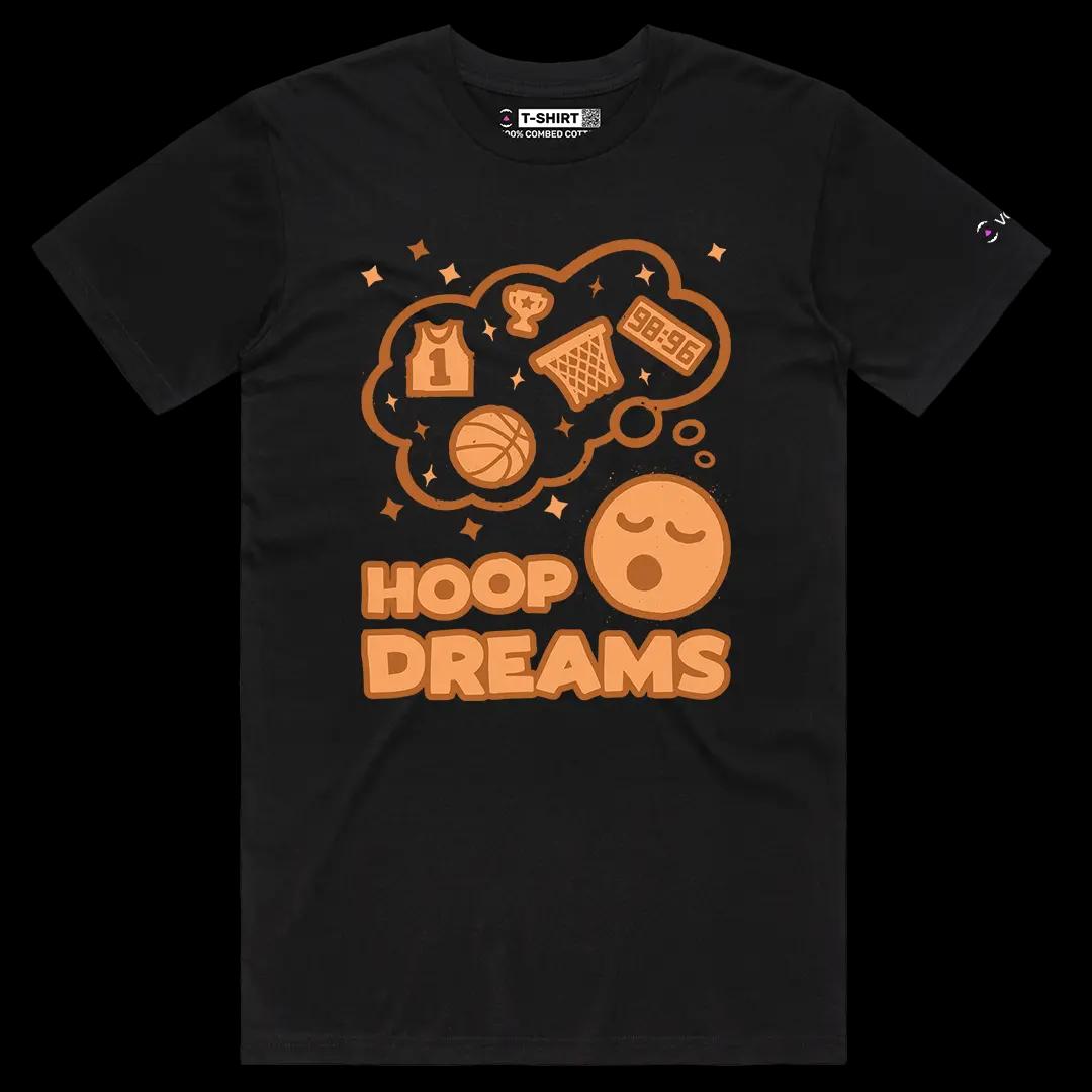 VOICEART Black Male Regular Hoop Dreams Sports Graphic Tee for Basketball Fans Short Sleeve Cotton Shirt for Men and Women