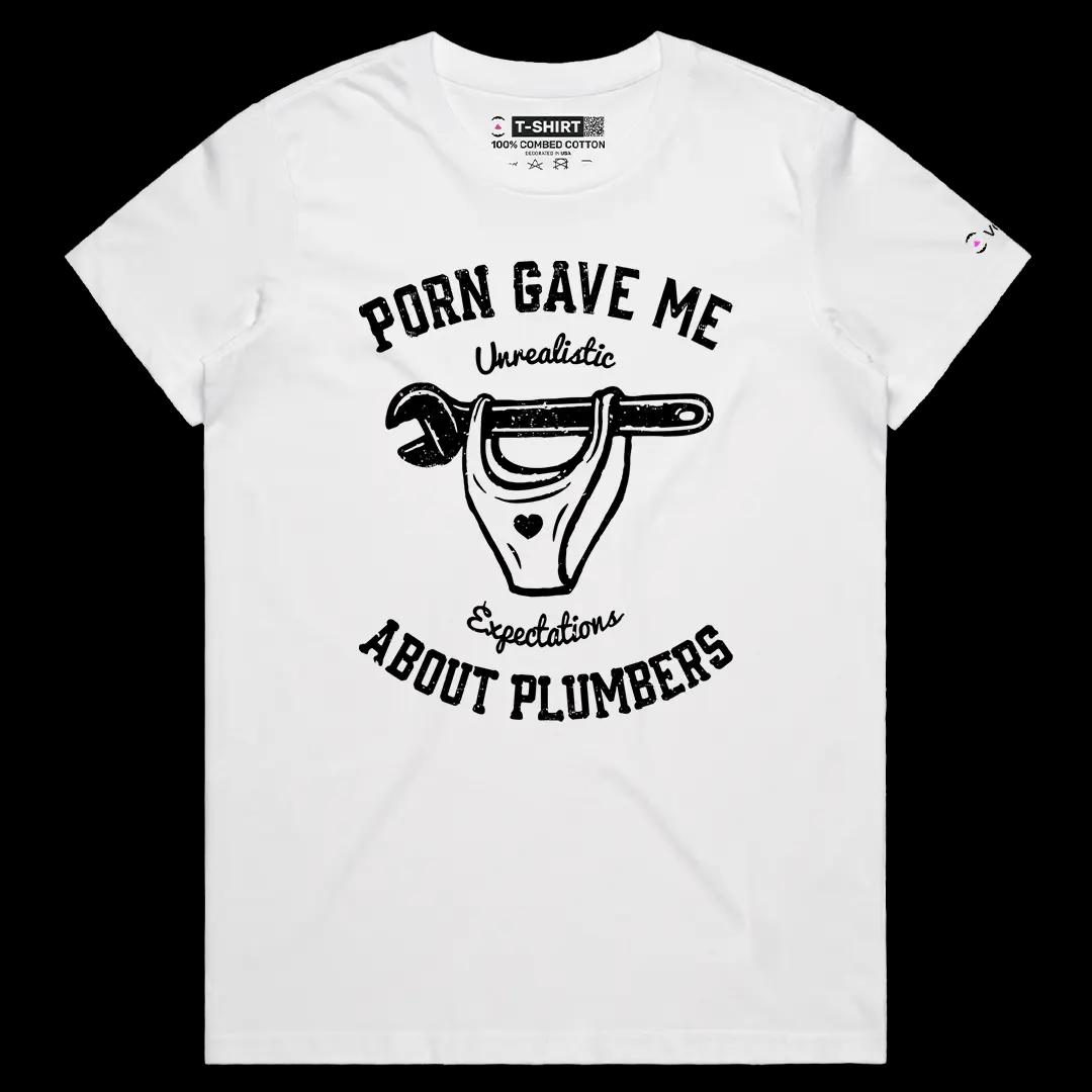 VOICEART White Female Regular Funny Graphic Tee with Adult Humor Short Sleeve T-Shirt for Men and Women Wrench and Panties