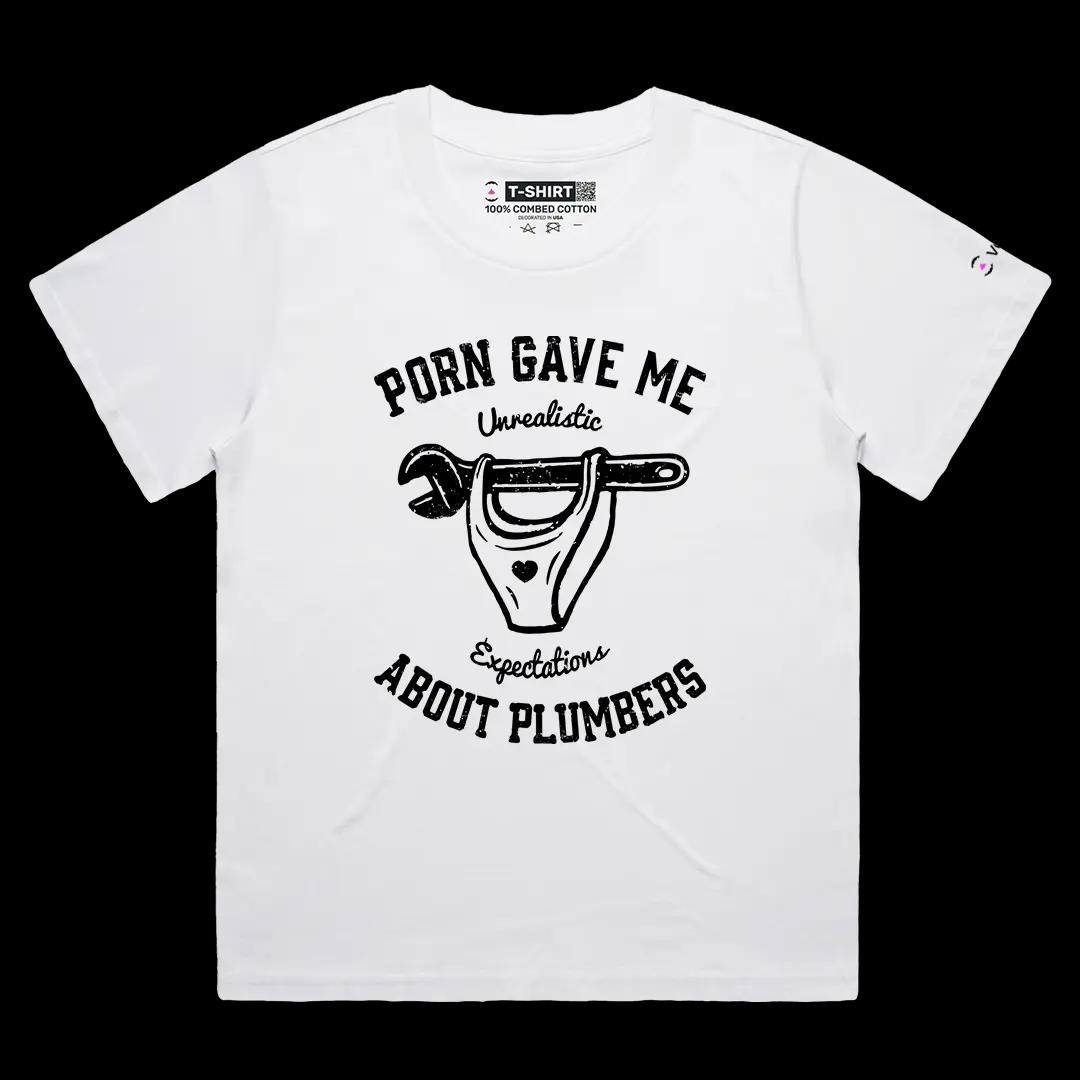 VOICEART White Female Loose Funny Graphic Tee with Adult Humor Short Sleeve T-Shirt for Men and Women Wrench and Panties