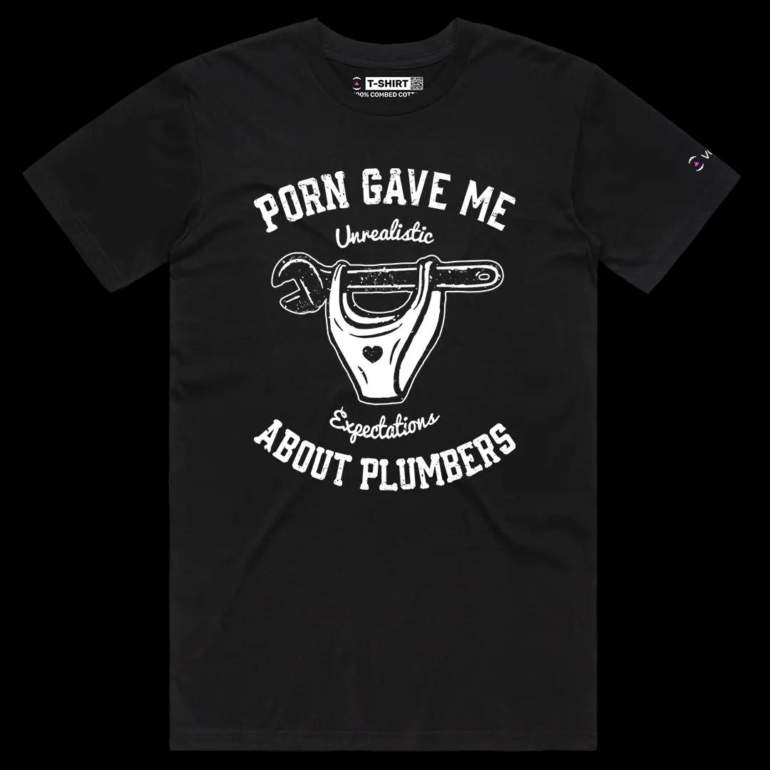 VOICEART Black Male Regular Funny Graphic Tee with Adult Humor Short Sleeve T-Shirt for Men and Women Wrench and Panties