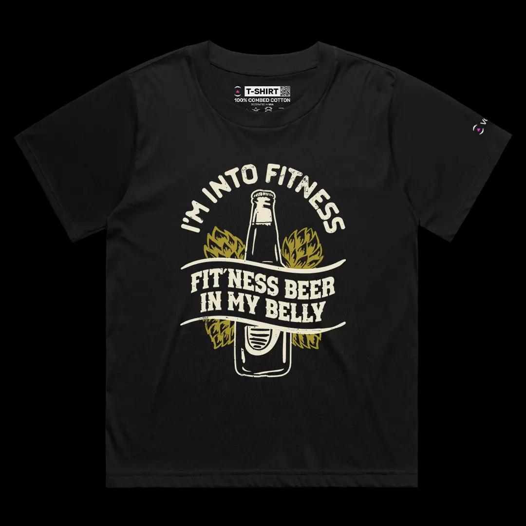 VOICEART Black Female Loose I Am Into Fitness Funny Sarcastic Joke Short Sleeve Combed Cotton T-Shirt for Men and Women