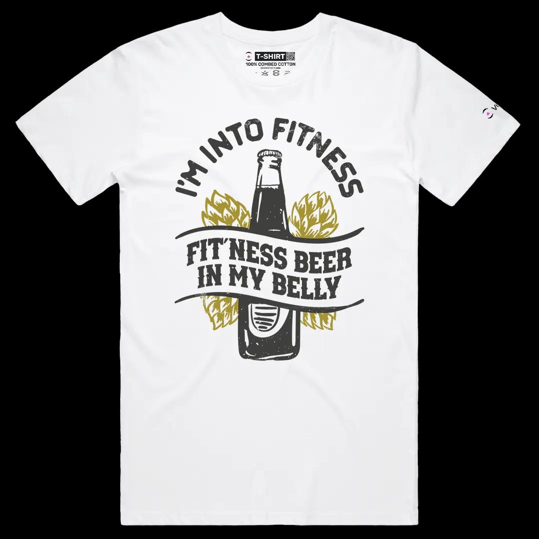 VOICEART White Male Regular I Am Into Fitness Funny Sarcastic Joke Short Sleeve Combed Cotton T-Shirt for Men and Women