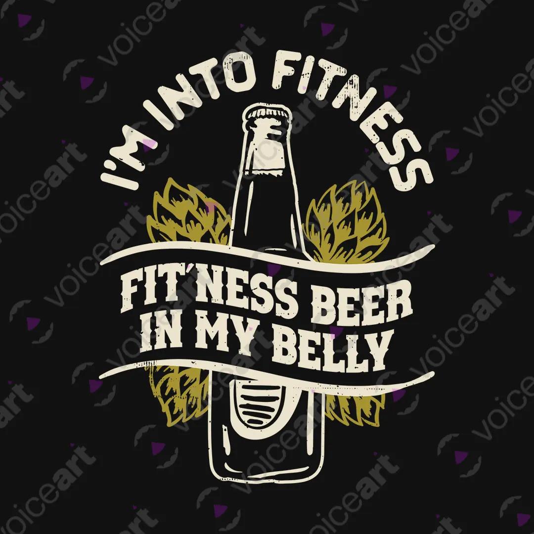 VOICEART Black Watermark I Am Into Fitness Funny Sarcastic Joke Short Sleeve Combed Cotton T-Shirt for Men and Women
