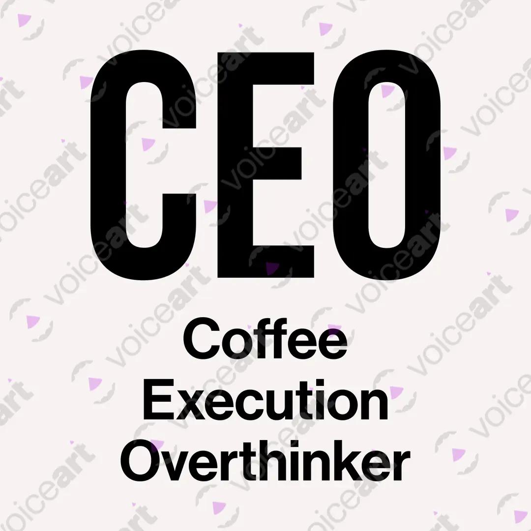 VOICEART White Watermark CEO Coffee Execution Overthinker Funny Graphic Tee Short Sleeve T-Shirt for Men and Women