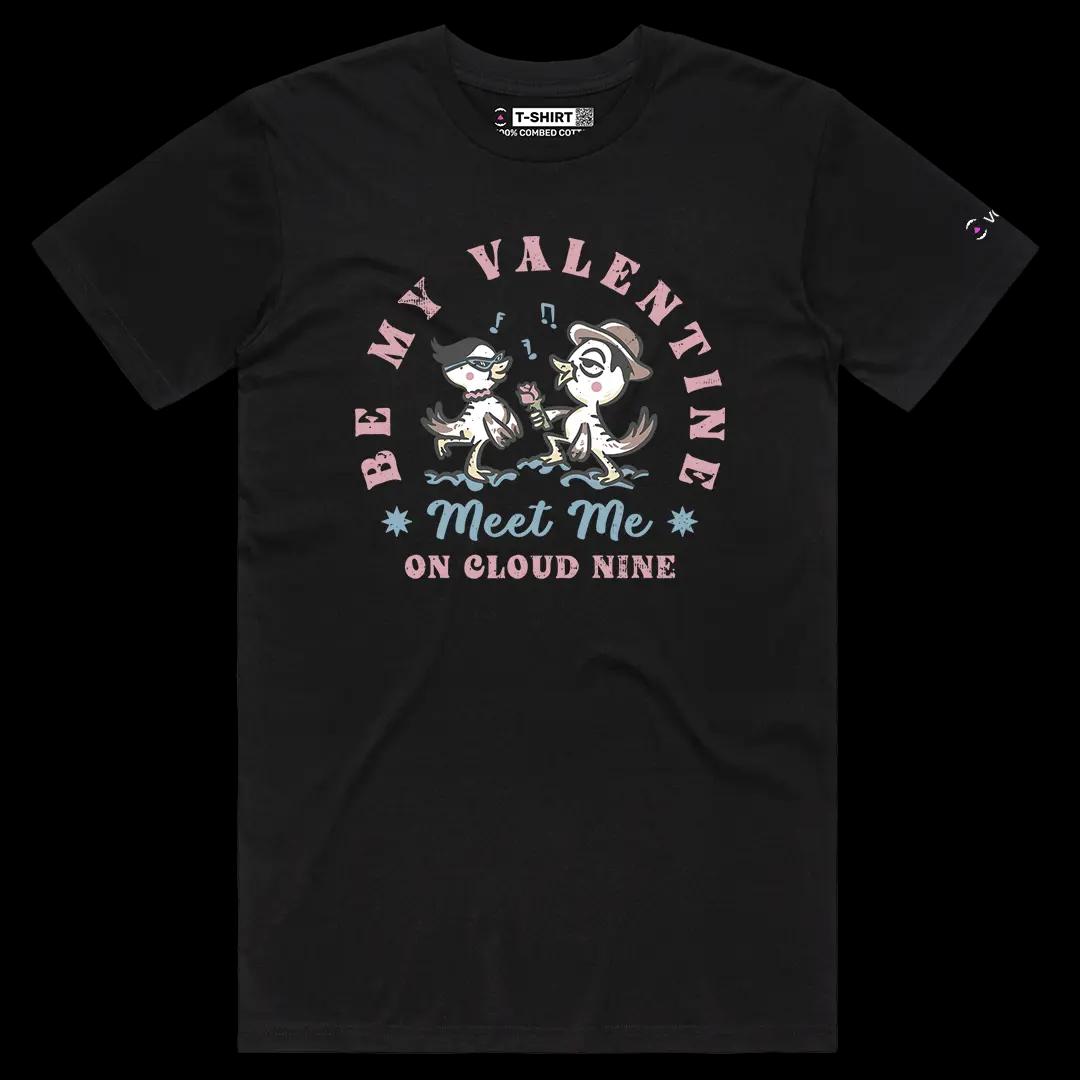 VOICEART Black Male Regular Be My Valentine Funny Graphic Tee for Couples on Valentines Day Short Sleeve Cotton T-Shirt