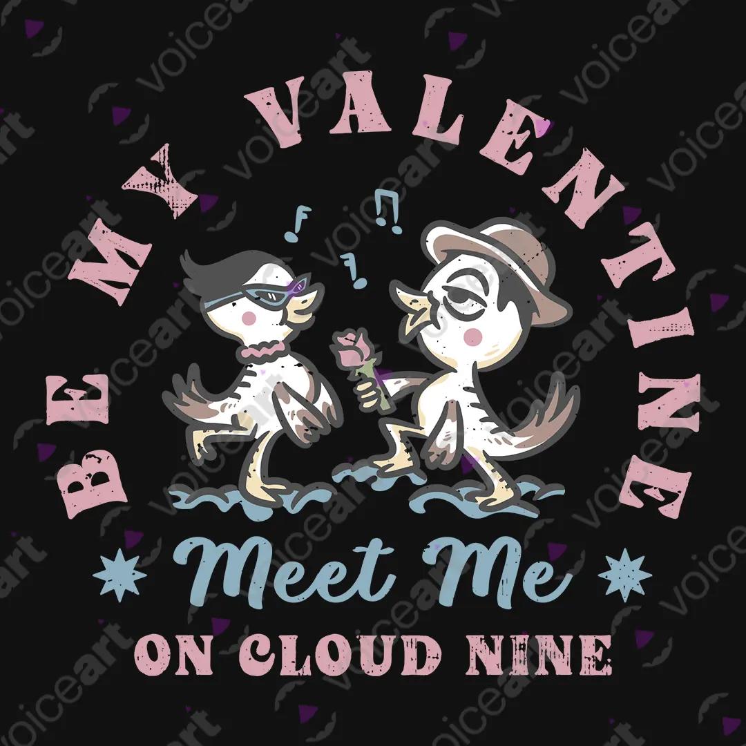 VOICEART Black Watermark Be My Valentine Funny Graphic Tee for Couples on Valentines Day Short Sleeve Cotton T-Shirt