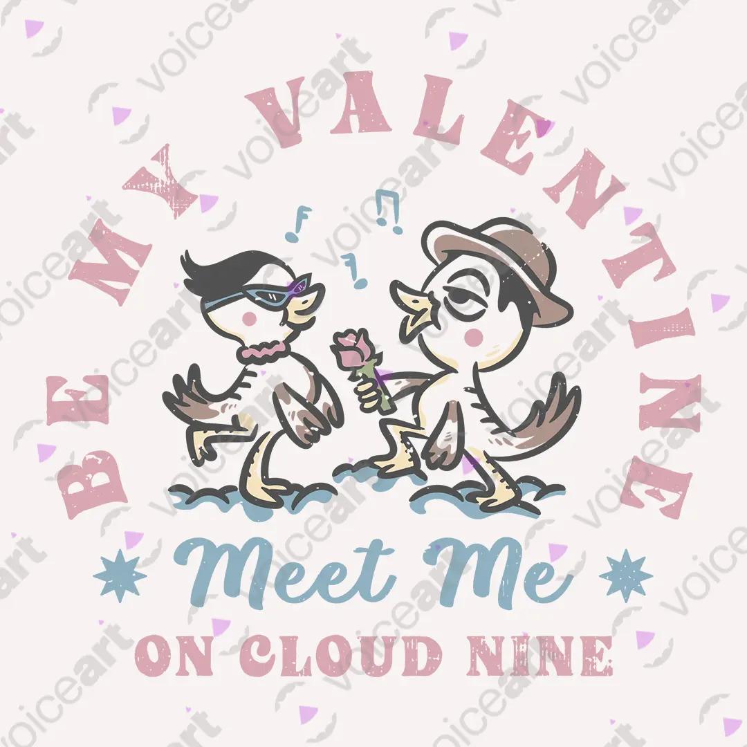 VOICEART White Watermark Be My Valentine Funny Graphic Tee for Couples on Valentines Day Short Sleeve Cotton T-Shirt