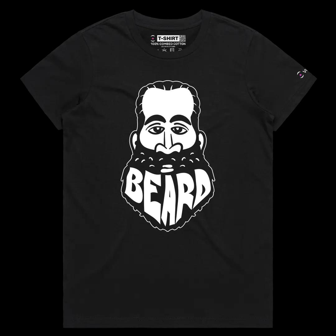 VOICEART Black Female Regular Harden The Beard Sports Graphic Tee for Basketball Fans Short Sleeve Cotton T-Shirt