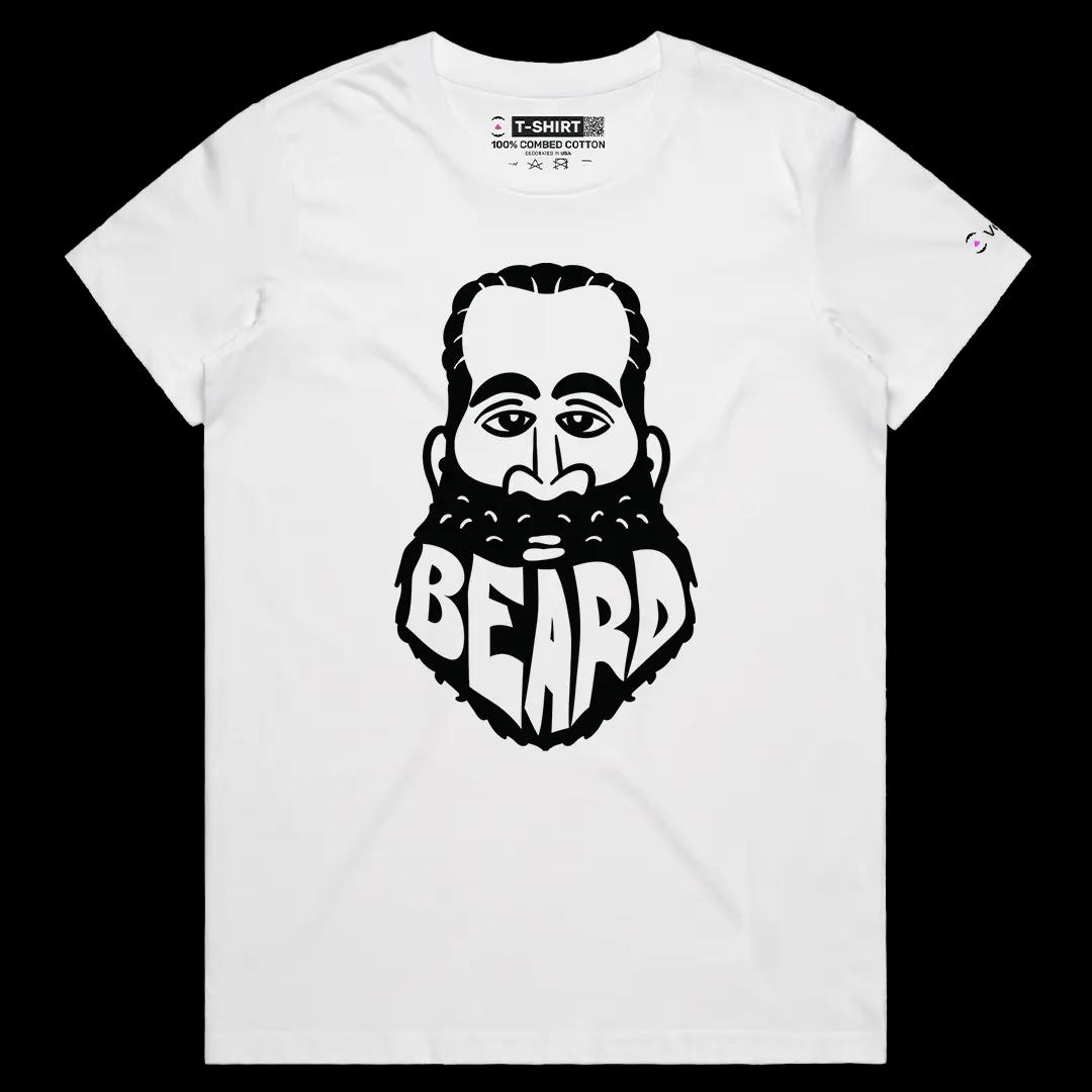 VOICEART White Female Regular Harden The Beard Sports Graphic Tee for Basketball Fans Short Sleeve Cotton T-Shirt