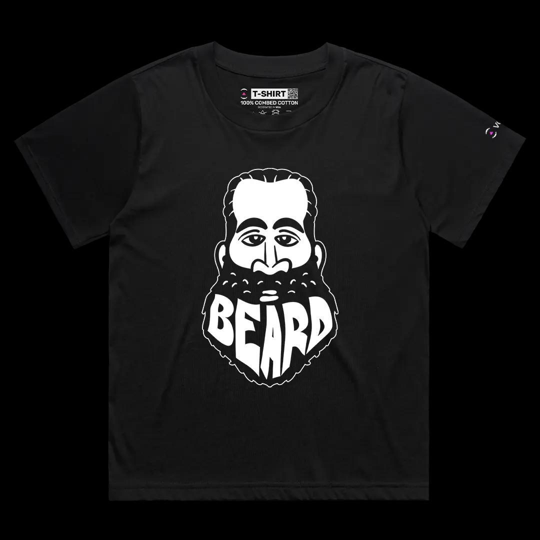VOICEART Black Female Loose Harden The Beard Sports Graphic Tee for Basketball Fans Short Sleeve Cotton T-Shirt