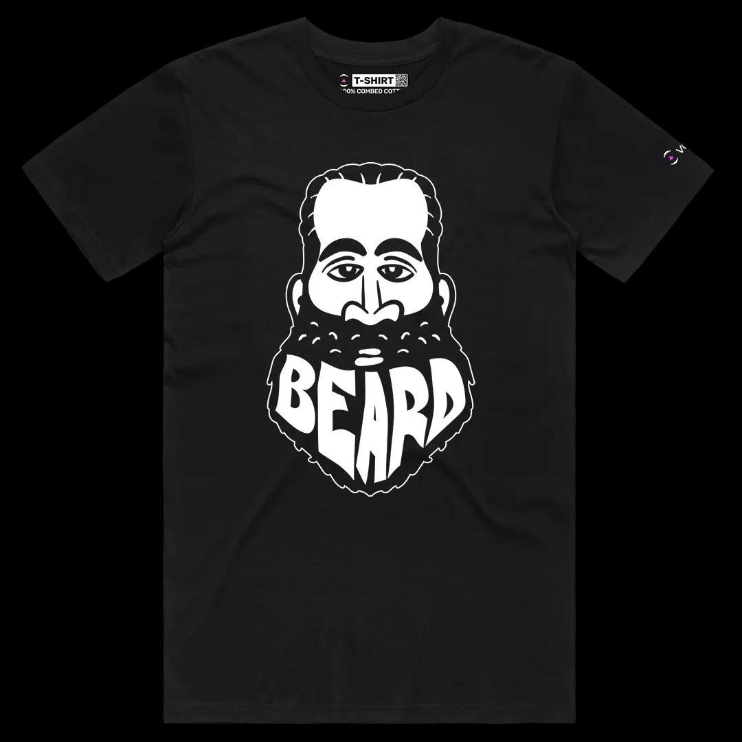 VOICEART Black Male Regular Harden The Beard Sports Graphic Tee for Basketball Fans Short Sleeve Cotton T-Shirt