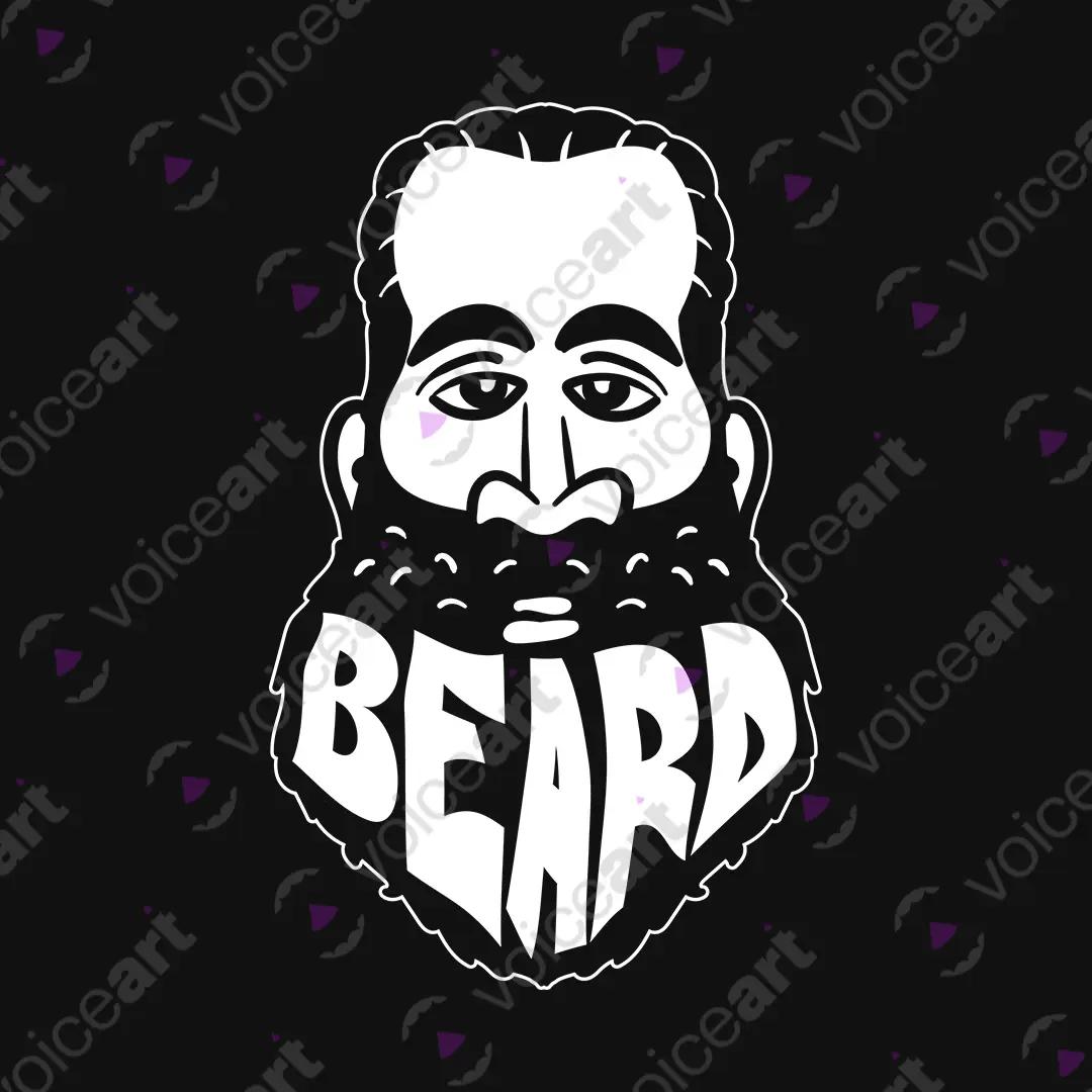 VOICEART Black Watermark Harden The Beard Sports Graphic Tee for Basketball Fans Short Sleeve Cotton T-Shirt