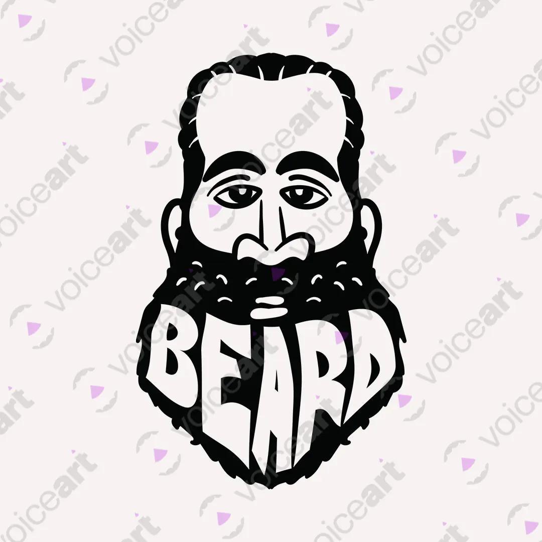 VOICEART White Watermark Harden The Beard Sports Graphic Tee for Basketball Fans Short Sleeve Cotton T-Shirt