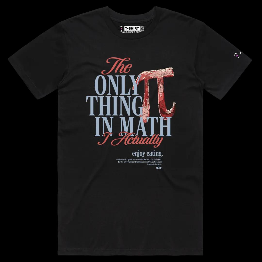 VOICEART Black Male Regular Math and Pie Funny Graphic Tee with Wordplay Joke Short Sleeve Cotton T-Shirt for Men and Women