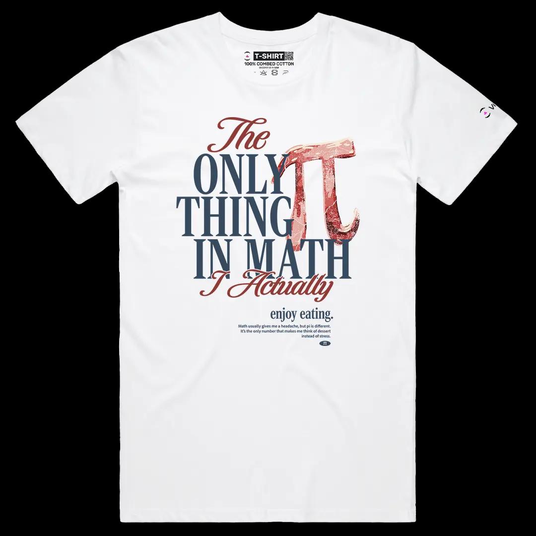 VOICEART White Male Regular Math and Pie Funny Graphic Tee with Wordplay Joke Short Sleeve Cotton T-Shirt for Men and Women