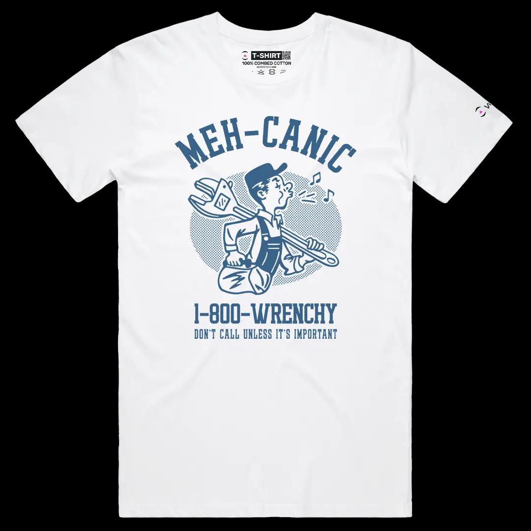 VOICEART White Male Regular Clueless Mechanic Funny Graphic Tee Wordplay Joke Short Sleeve Cotton T-Shirt for Men and Women