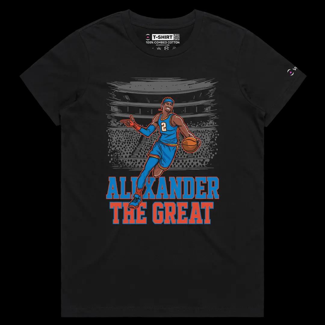 VOICEART Black Female Regular Shai Gilgeous-Alexander SGA Sports Stat Line Graphic Tee Basketball Fans Short Cotton T-Shirt