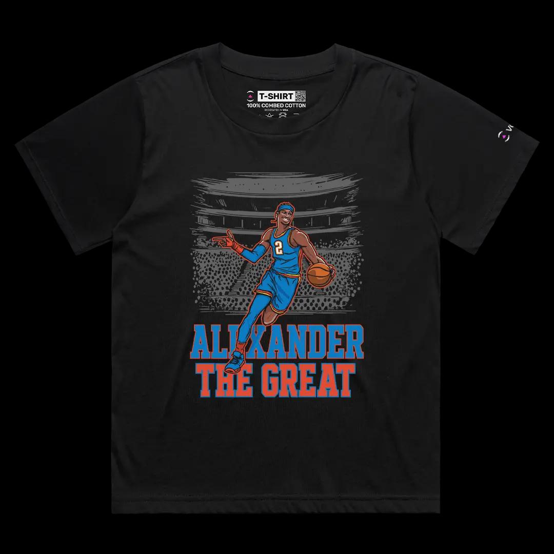 VOICEART Black Female Loose Shai Gilgeous-Alexander SGA Sports Stat Line Graphic Tee Basketball Fans Short Cotton T-Shirt