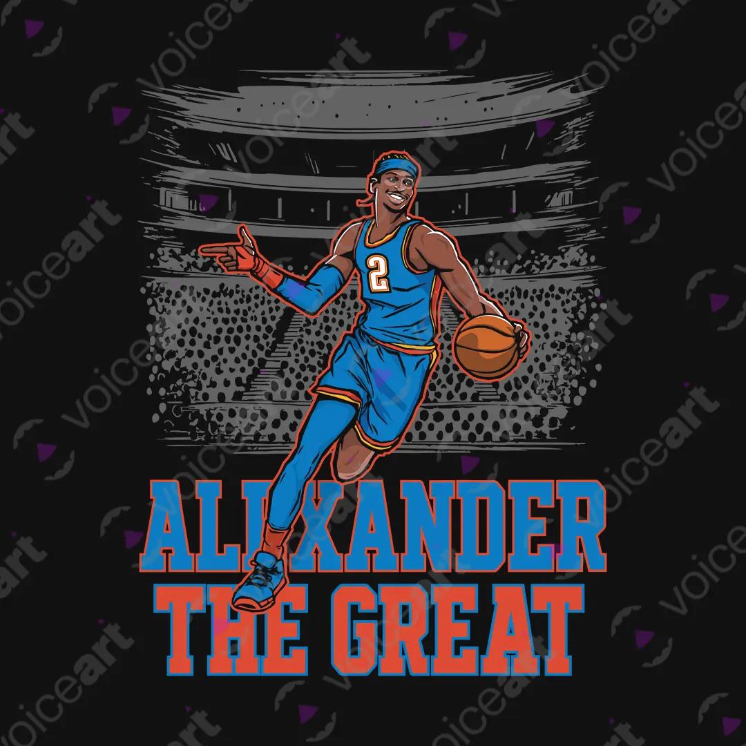 VOICEART Black Watermark Shai Gilgeous-Alexander SGA Sports Stat Line Graphic Tee Basketball Fans Short Cotton T-Shirt