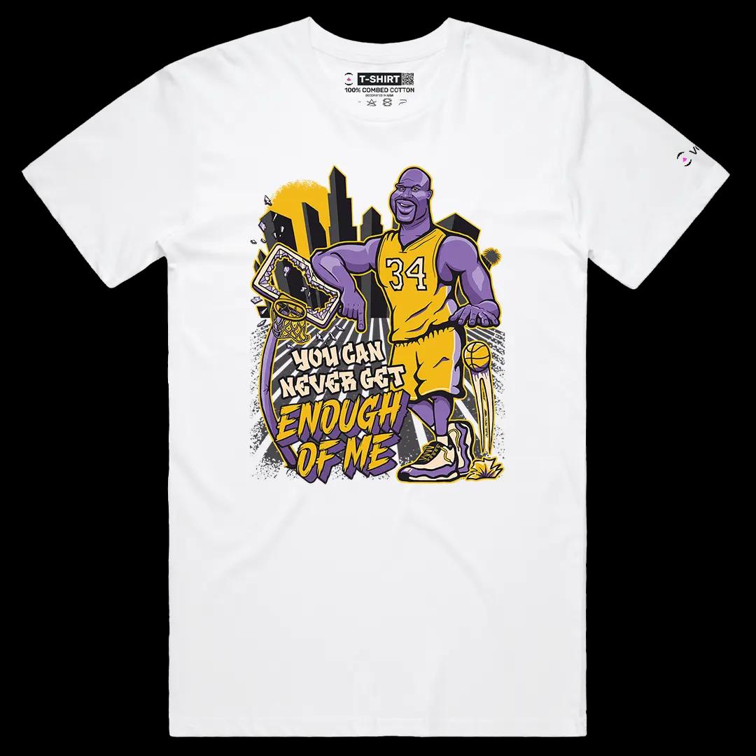 VOICEART White Male Regular Vintage Shaquille O’Neal Quote Sports Graphic Tee for LAL Basketball Fans Cotton Short TShirt