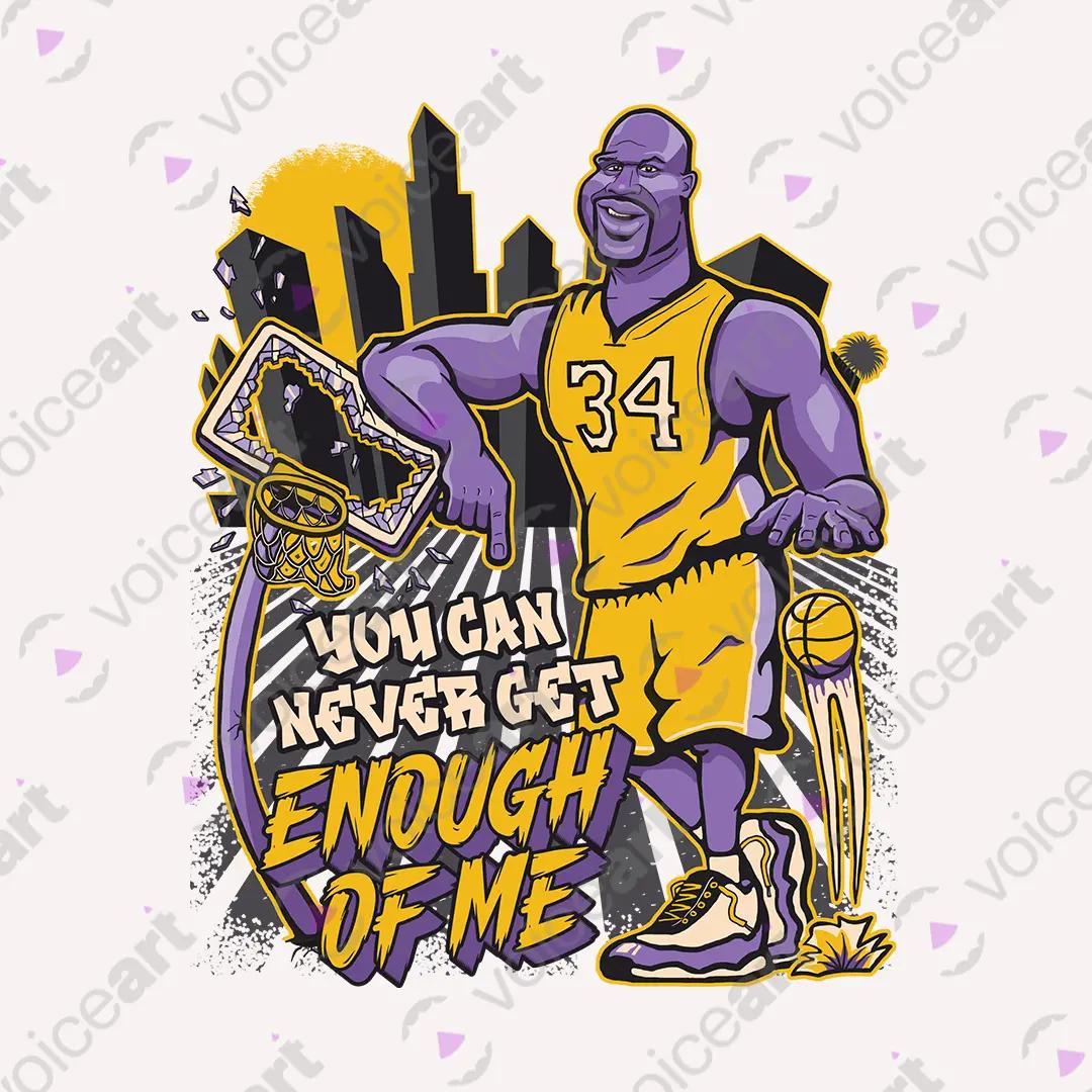 VOICEART White Watermark Vintage Shaquille O’Neal Quote Sports Graphic Tee for LAL Basketball Fans Cotton Short TShirt