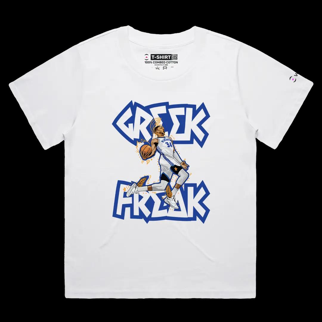 VOICEART White Female Loose Giannis The Greek Freak Sports Graphic Tee Basketball Fans Cotton T-Shirt for Men and Women v2