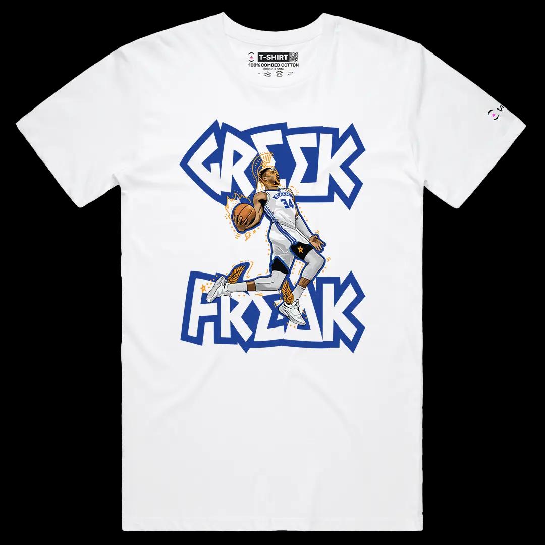 VOICEART White Male Regular Giannis The Greek Freak Sports Graphic Tee Basketball Fans Cotton T-Shirt for Men and Women v2