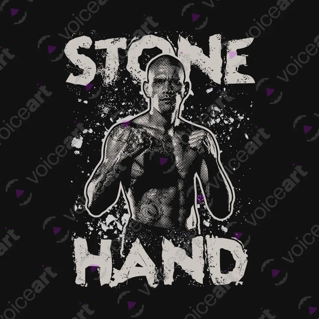 VOICEART Black Watermark Alex Poatan Pereira Stone Hand Sports Graphic Tee for MMA Fans Short Sleeve Cotton T-Shirt