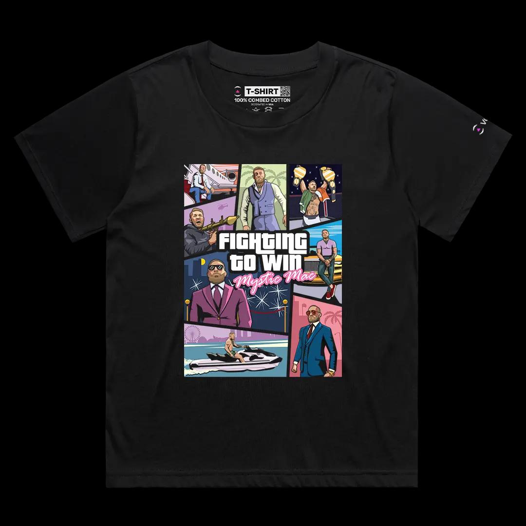 VOICEART Black Female Loose Conor McGregor Fighting To Win Sports Vice City Graphic Tee MMA Fans Short Cotton T-Shirt
