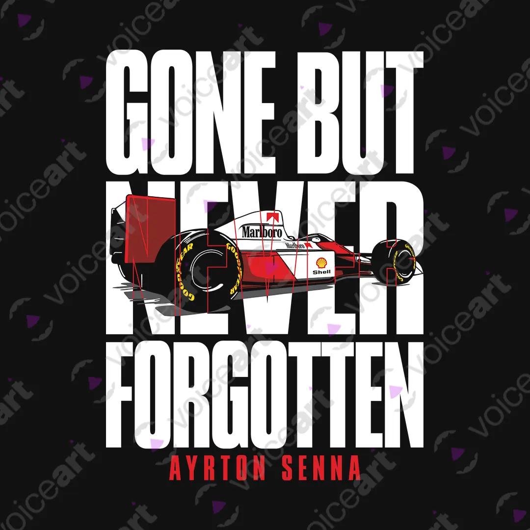 VOICEART Black Watermark Ayrton Senna The Rain Man Sports Formula Racing Fans Short Cotton T-Shirt for Men and Women