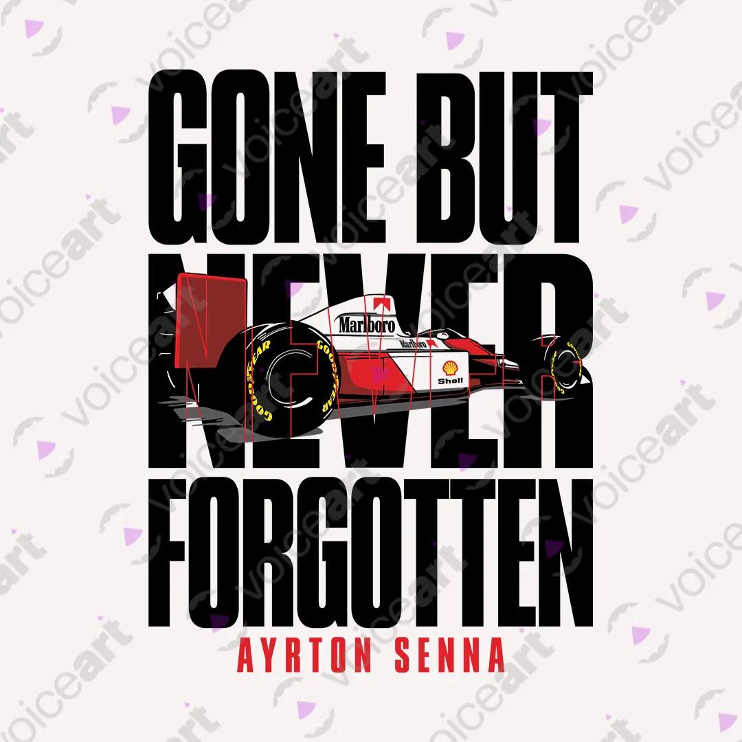 VOICEART White Watermark Ayrton Senna The Rain Man Sports Formula Racing Fans Short Cotton T-Shirt for Men and Women
