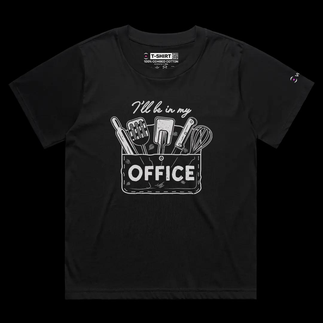 VOICEART Black Female Loose I Will Be In My Office Kitchen Tools Funny Tee Short Sleeve Cotton Shirt for Men and Women