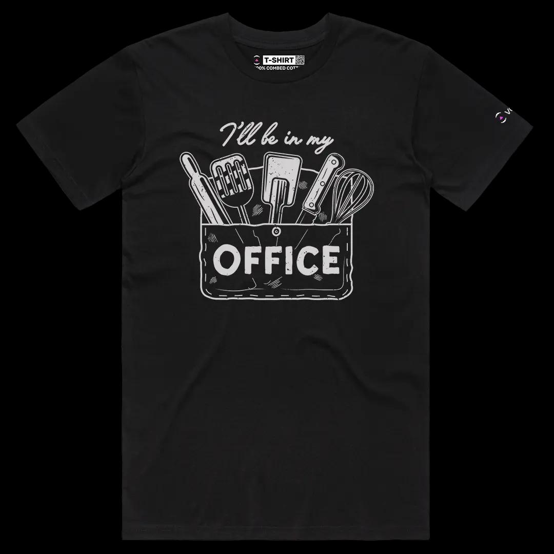 VOICEART Black Male Regular I Will Be In My Office Kitchen Tools Funny Tee Short Sleeve Cotton Shirt for Men and Women