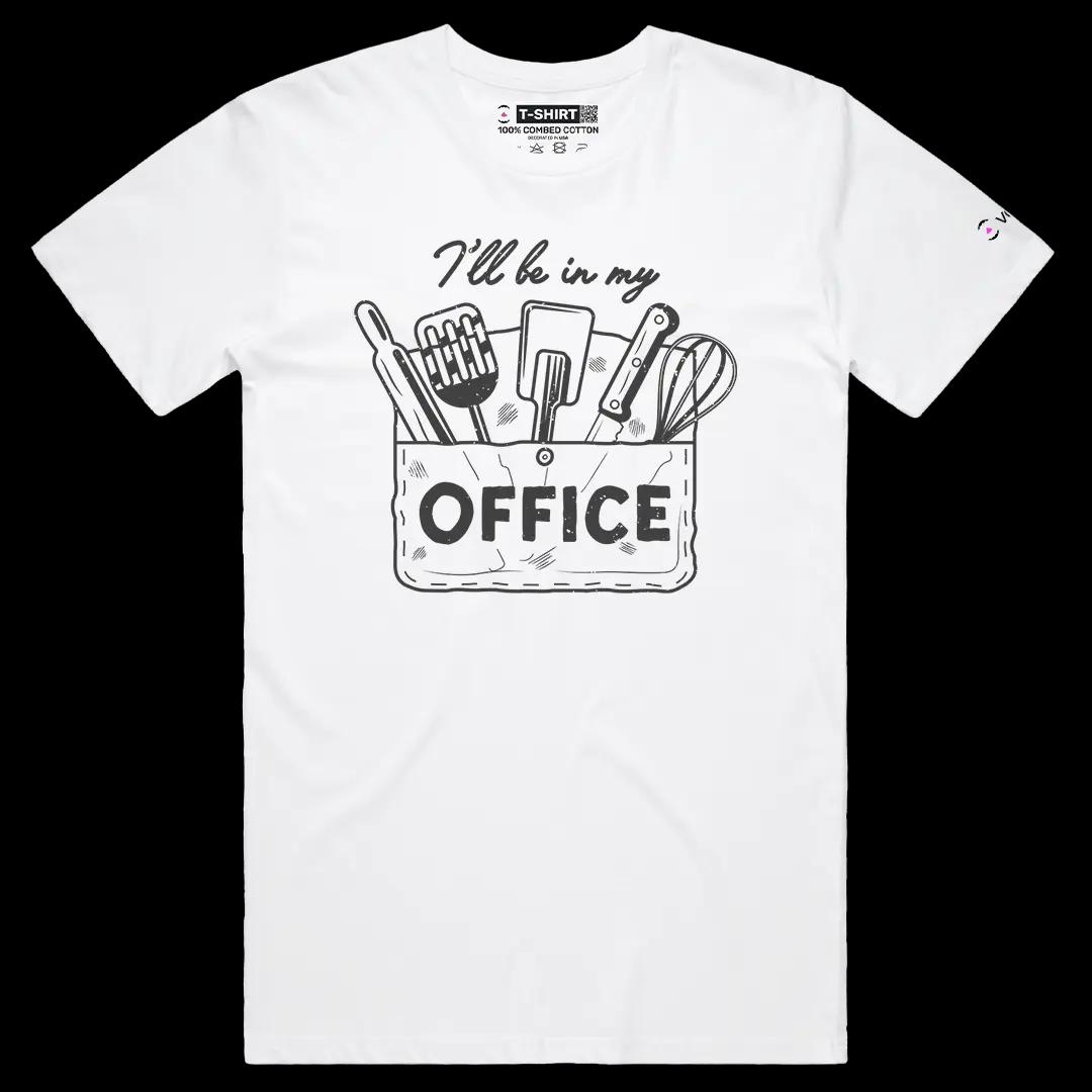 VOICEART White Male Regular I Will Be In My Office Kitchen Tools Funny Tee Short Sleeve Cotton Shirt for Men and Women
