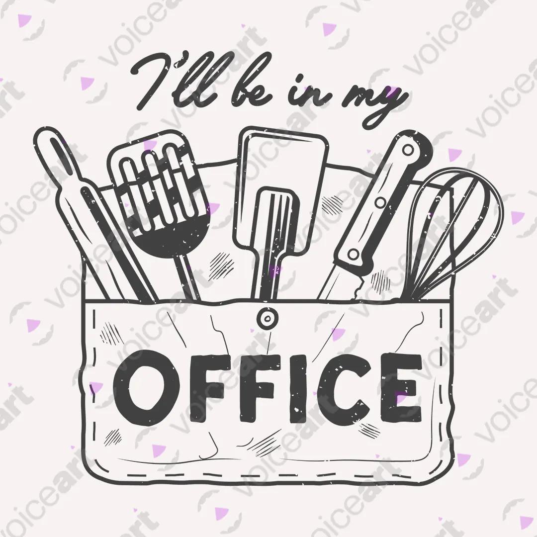VOICEART White Watermark I Will Be In My Office Kitchen Tools Funny Tee Short Sleeve Cotton Shirt for Men and Women