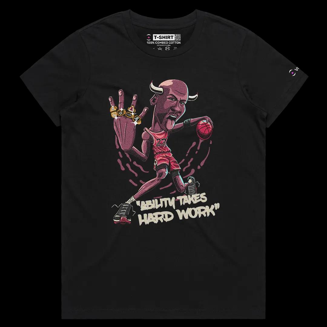 VOICEART Black Female Regular Jordan 23 Quote Sports Graphic Tee for Basketball Fans Short Cotton T-Shirt for Men and Women
