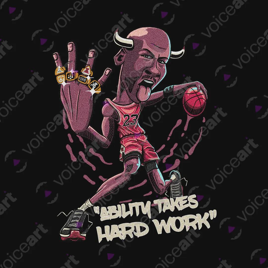VOICEART Black Watermark Jordan 23 Quote Sports Graphic Tee for Basketball Fans Short Cotton T-Shirt for Men and Women