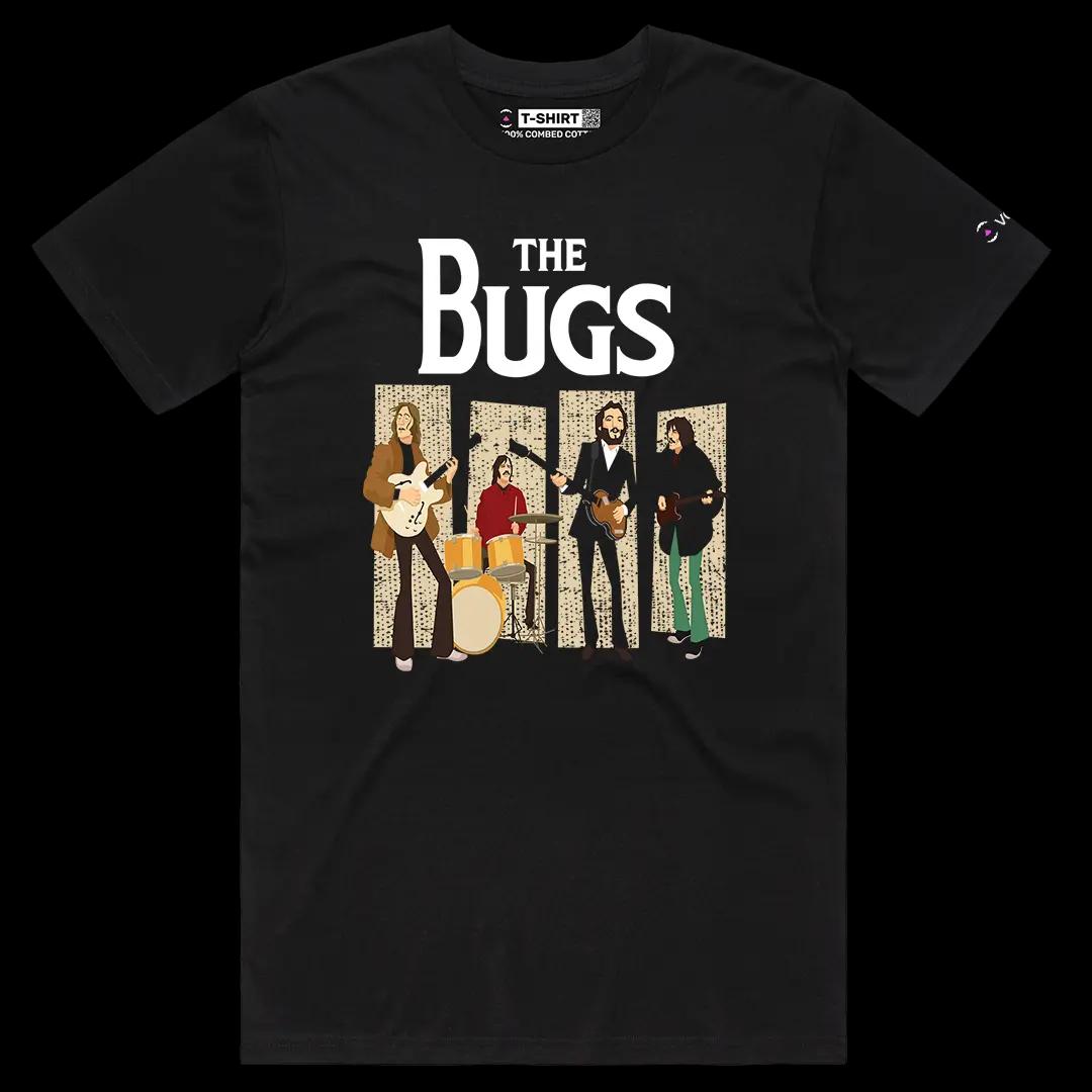 VOICEART Black Male Regular The Bugs Music Graphic Tee for Tribute Band Fans Short Sleeve Cotton T-Shirt for Men and Women