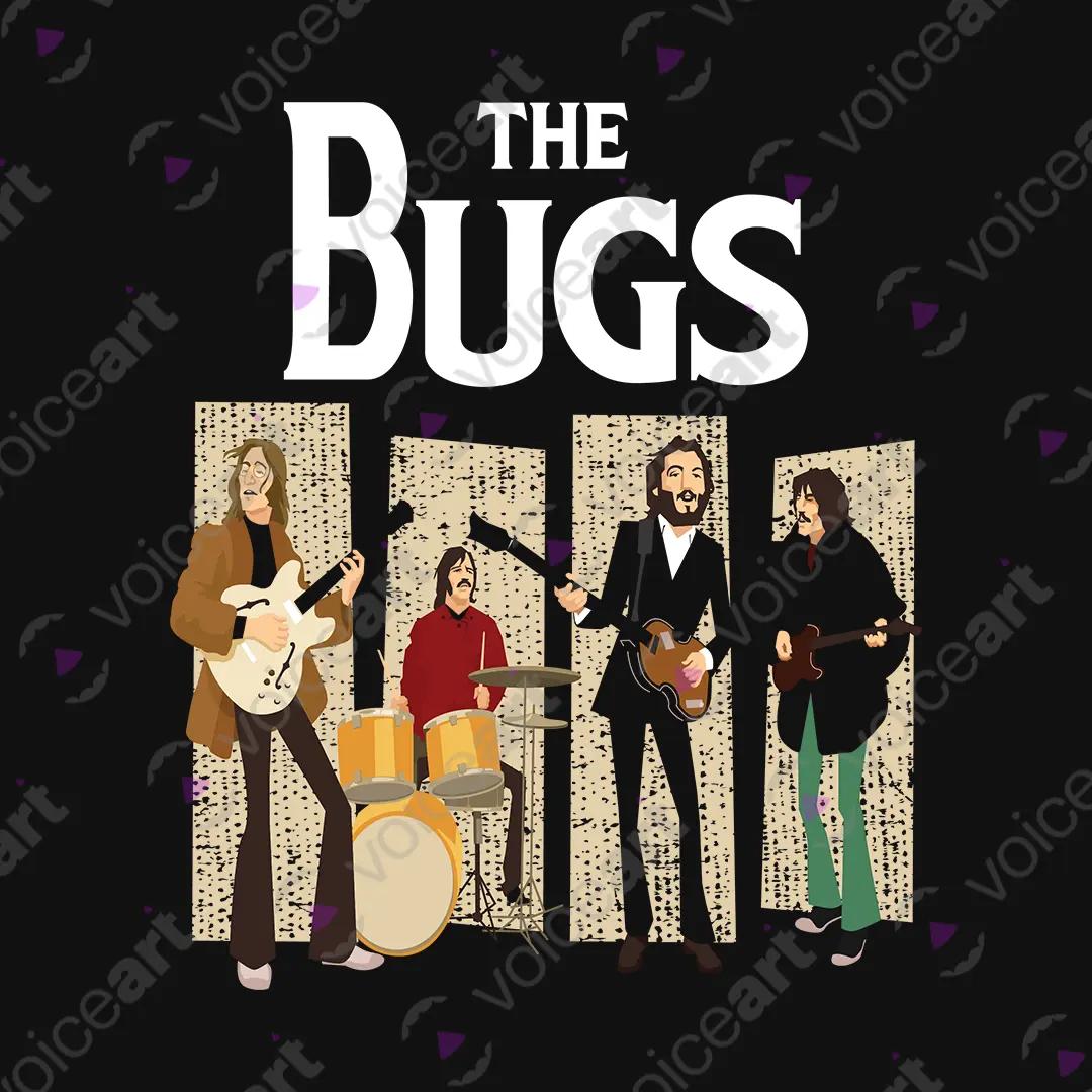 VOICEART Black Watermark The Bugs Music Graphic Tee for Tribute Band Fans Short Sleeve Cotton T-Shirt for Men and Women