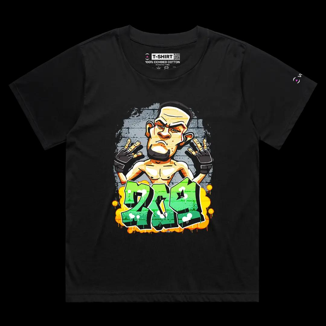VOICEART Black Female Loose Nate Diaz Stockton 209 Sports Graphic Tee for MMA Fans Short Cotton T-Shirt for Men and Women