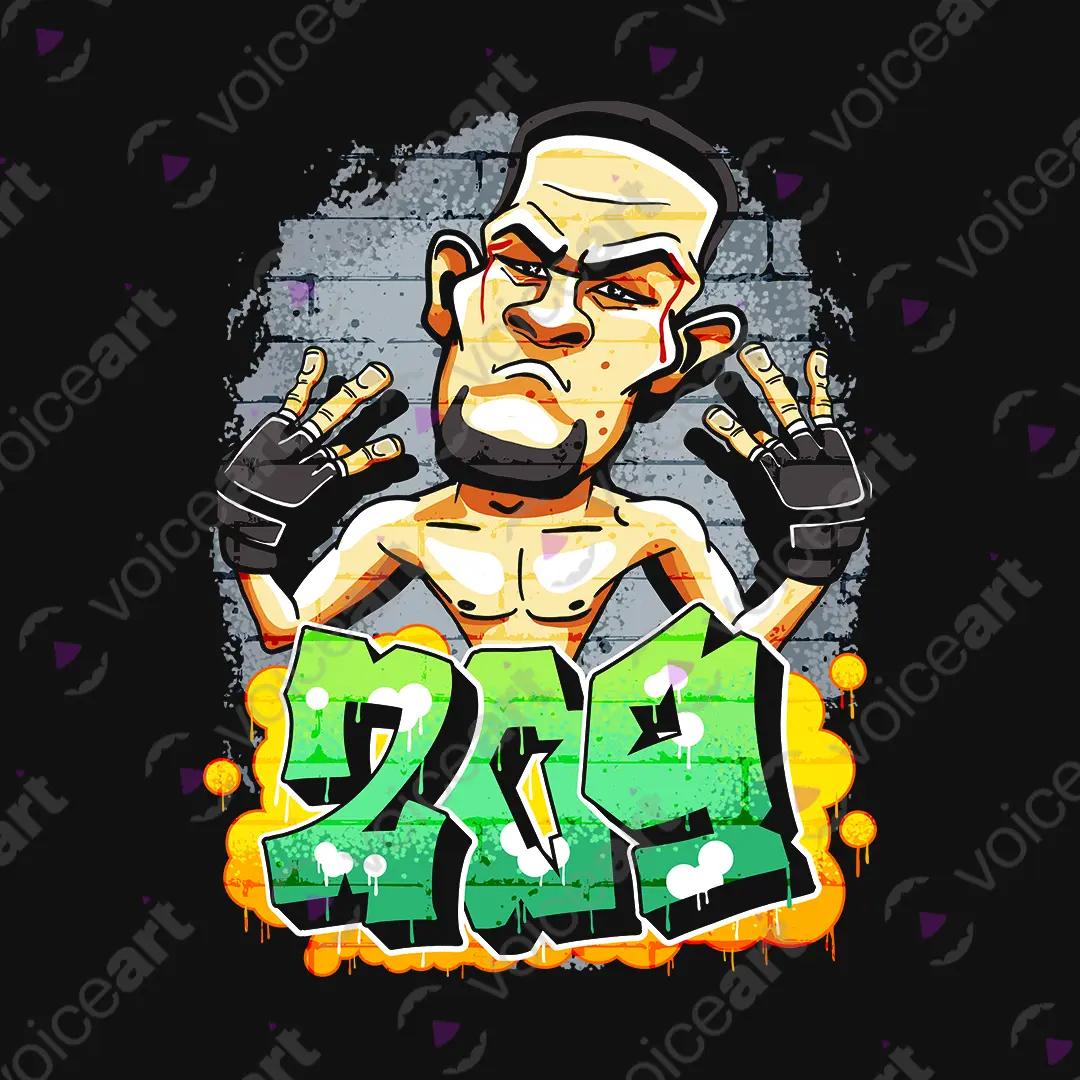 VOICEART Black Watermark Nate Diaz Stockton 209 Sports Graphic Tee for MMA Fans Short Cotton T-Shirt for Men and Women