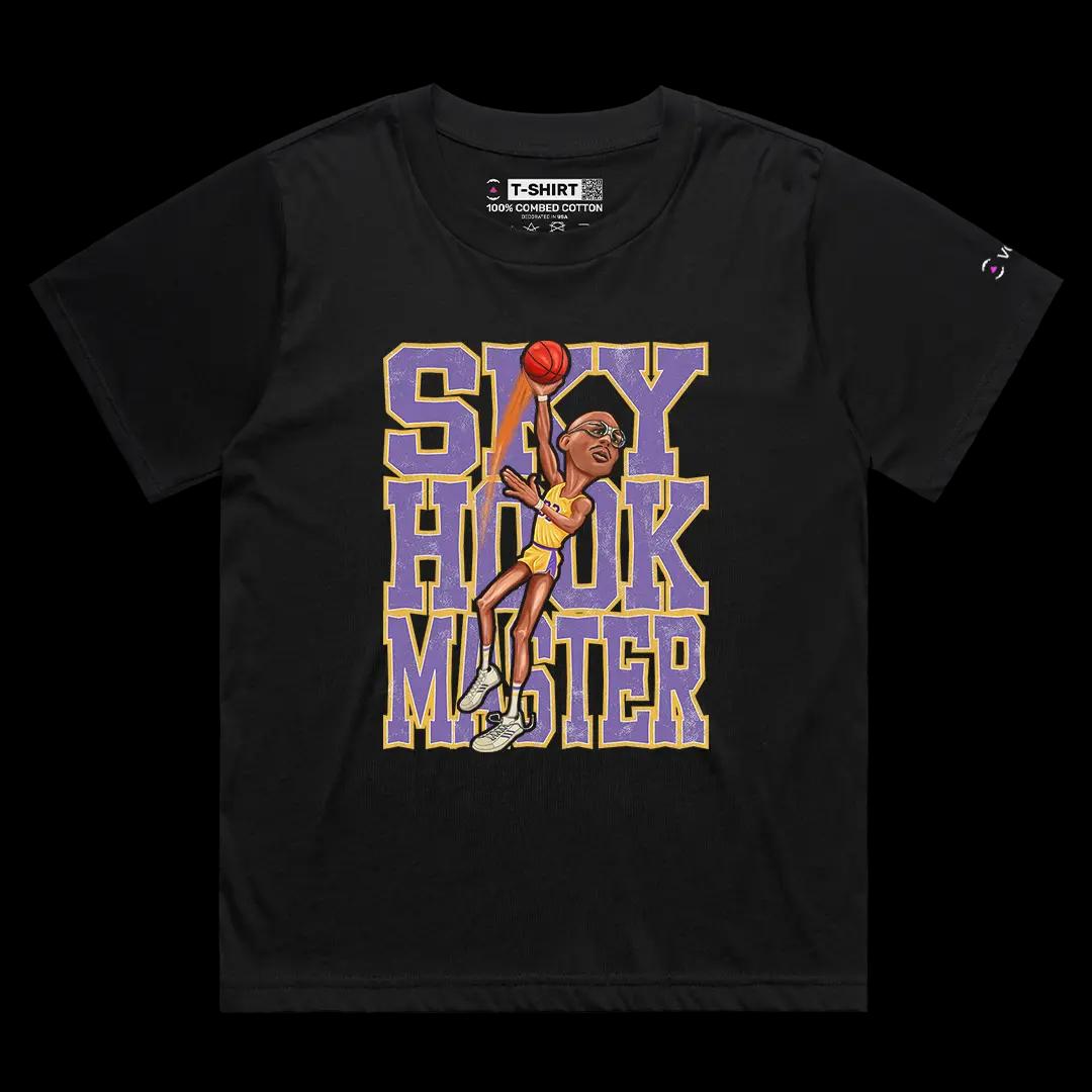 VOICEART Black Female Loose The Sky Hook Kareem Sports Tee for LA Basketball Fans Short Sleeve T-Shirt for Men and Women