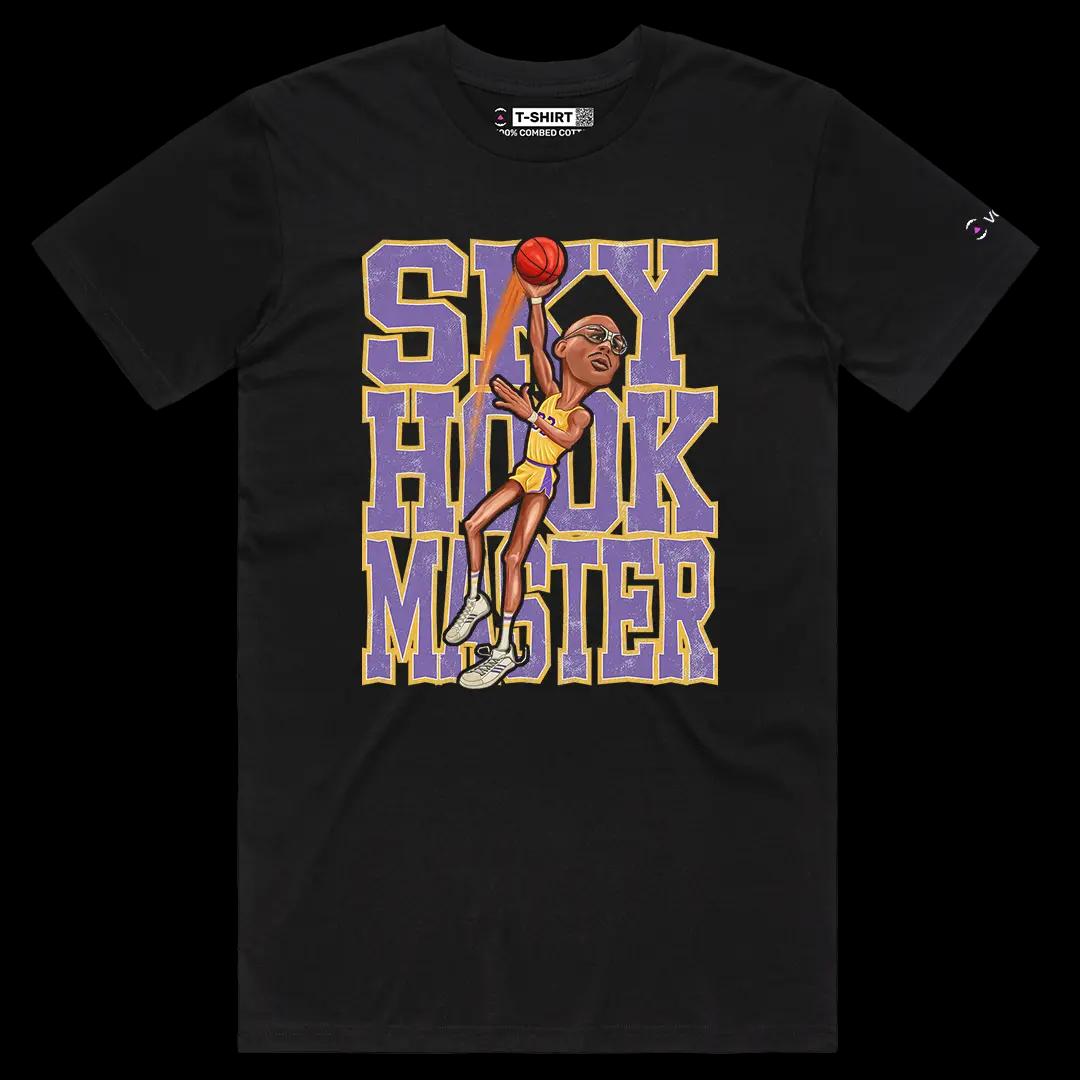 VOICEART Black Male Regular The Sky Hook Kareem Sports Tee for LA Basketball Fans Short Sleeve T-Shirt for Men and Women