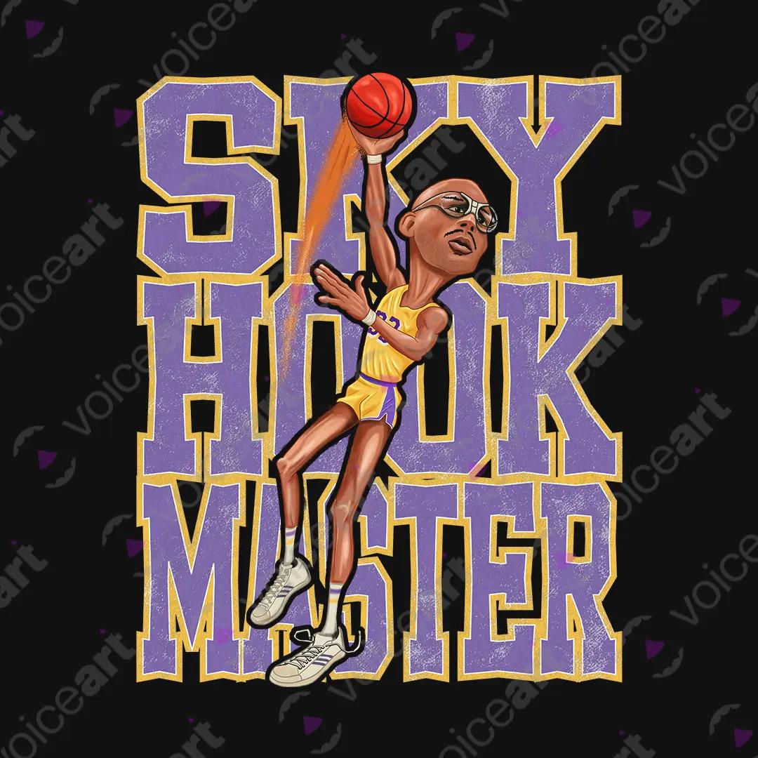 VOICEART Black Watermark The Sky Hook Kareem Sports Tee for LA Basketball Fans Short Sleeve T-Shirt for Men and Women